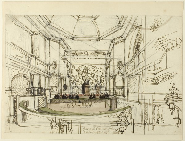 Study for Court of Common Pleas, Westminster Hall, from Microcosm of London, 1807.