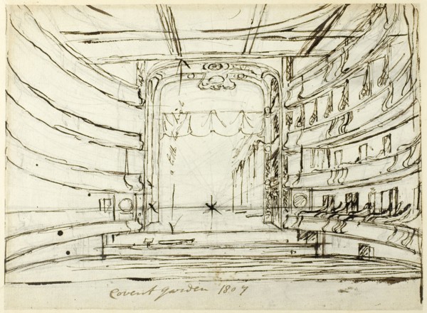 Study for Covent Garden Theatre, from Microcosm of London, 1807.