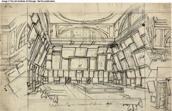 Study for Exhibition Room, Somerset House, from Microcosm of London, c. 1808.