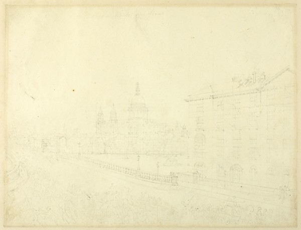 Study for Fire in London, from Microcosm of London, c. 1808.