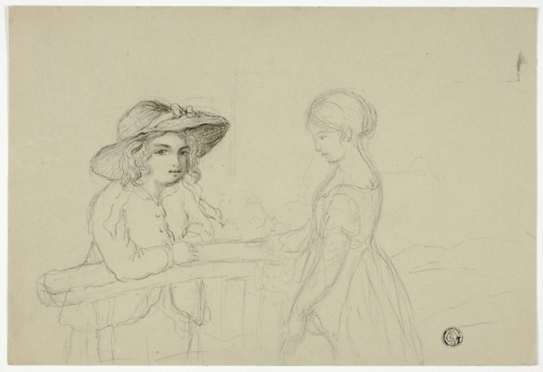 Two Girls at Gate, n.d.