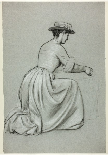 Kneeling Woman with Straw Hat, n.d.