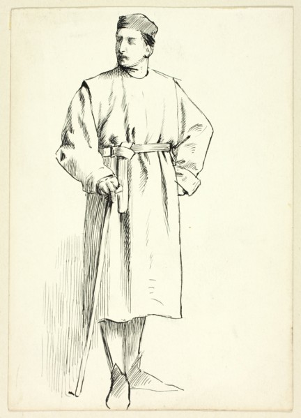 Standing Man Holding Stick, Hand on Hip, n.d.