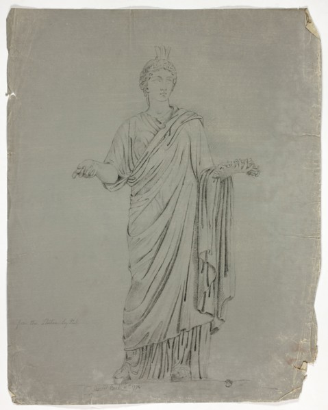 Antique Statue of Standing Goddess with Outstretched Arms, 1774.