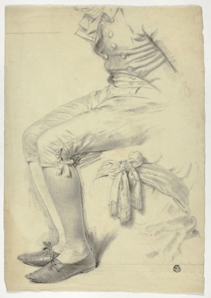 Seated Figure and Sketch of Sash Tied Around Torso, n.d.