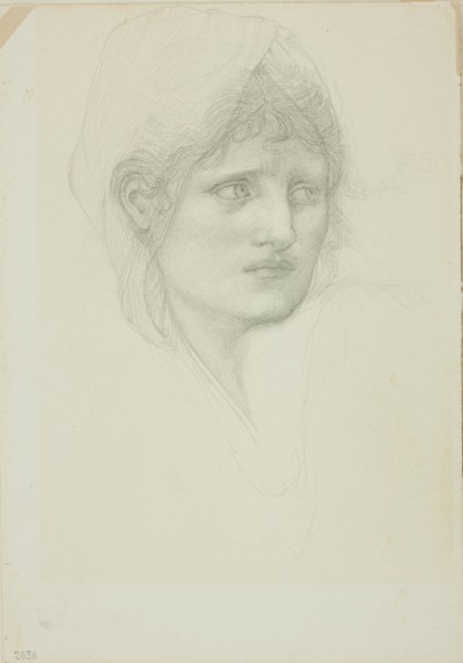 Draped Head, Eyes Looking Toward Right, c. 1873-77.
