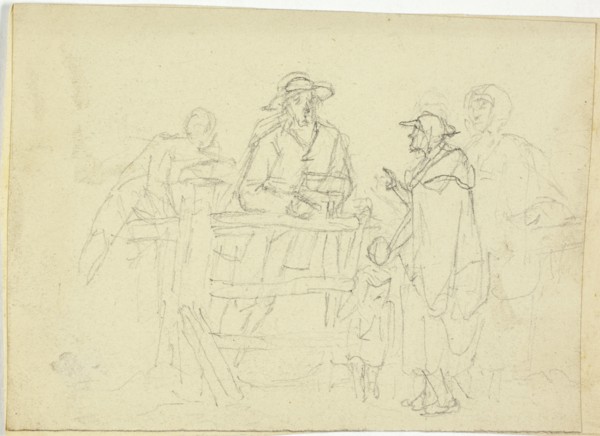 Four Figures at a Fence, n.d.