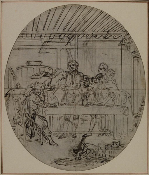 Study for a second edition, never published, of Colle's "La Partie de Chasse de Henri IV", Act III, Scene 10, before 1766.