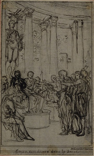 Study for an illustration in Tacitus "Tibère, ou Les Six Premiers Livres des Annales", Book V, Vol. 3, 1st Study, c. 1768.