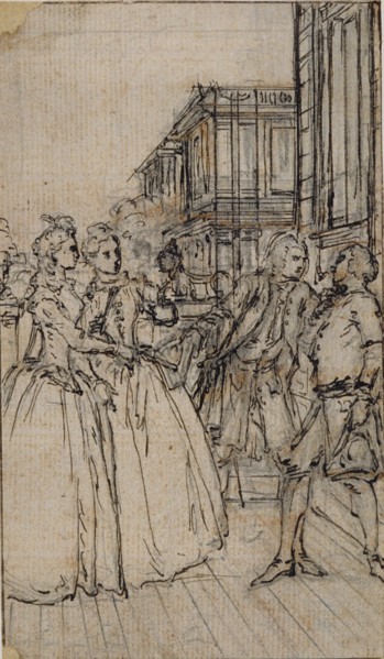 Literary Illustration with Two Ladies and Two Gentlemen in a Street, n.d.