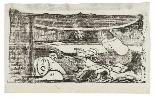 Interior of a Tahitian Hut, from the Suite of Late Wood-Block Prints, 1898/99.
