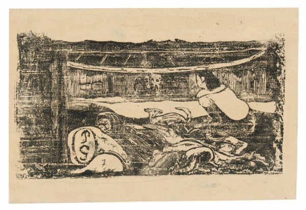 Interior of a Tahitian Hut, from the Suite of Late Wood-Block Prints, 1898/99.