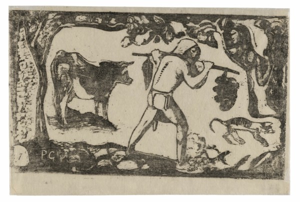 Tahitian Carrying Bananas, from the Suite of Late Wood-Block Prints, 1898/99.