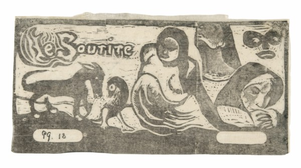 Three People, a Mask, a Fox, and a Bird, headpiece for Le sourire, 1899.