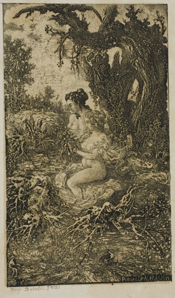 Two Women Bathing at Water's Edge, from Revue Fantaisiste, 1861.
