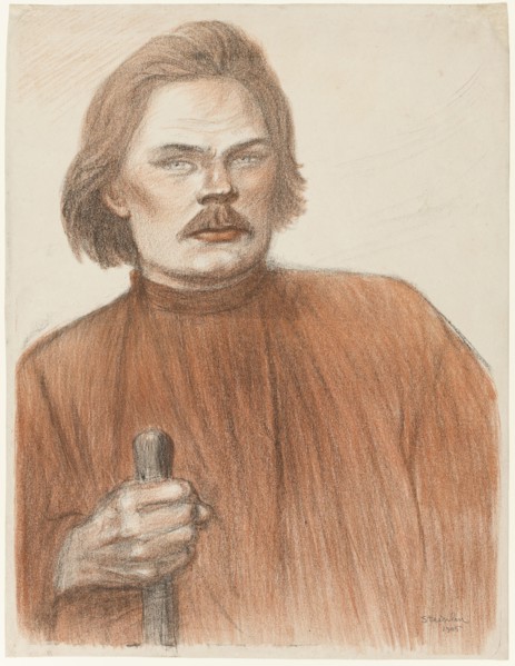 Frontal Portrait from the Waist Up of Maxime Gorki, 1905.