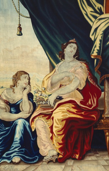 Caesar's Death Makes Cleopatra Mourn, from 'The Story of Caesar and Cleopatra', Flanders, c. 1680. Woven at the workshop of Gerard Peemans, after a design by Justus van Egmont. Detail from a larger ar...