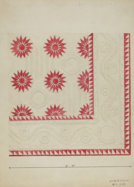 Quilted Applique Coverlet, c. 1936.