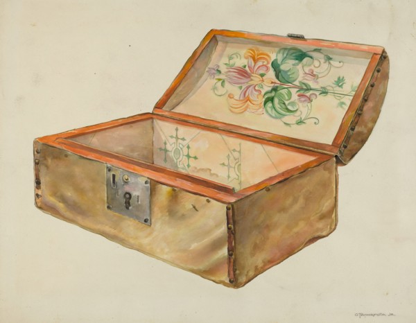 Rawhide Chest, with Lock (Inside View), 1937.