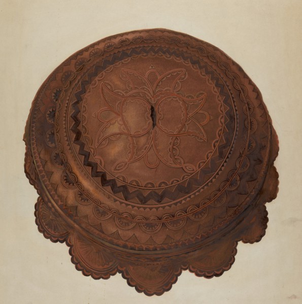 Tooled Leather Cover for Baptismal Font, 1936.