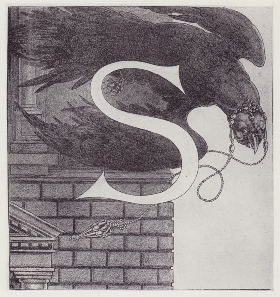 Initial Letter S (Vulture) to Volpone, 1898. Creator: Aubrey Beardsley.