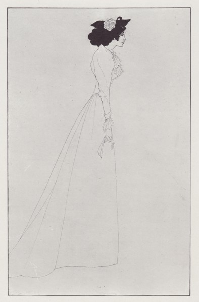 Mrs Patrick Campbell, 1894. Creator: Aubrey Beardsley.