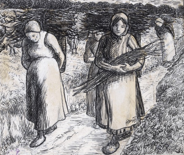 Compositional study for 'Faggot bearers', 1845 - 1903. Creator: Camille Pissarro.