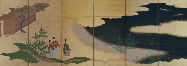 Six-fold screen depicting tales of Ise, 1617-1691. Creator: Tosa Mitsuoki.