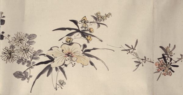 Flowering plants of the four seasons, 1842. Creator: Oda Kaisen.