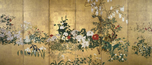 Screen with spring and summer flowers, 1st half of the 18th century. Creator: Watanabe Shiko.
