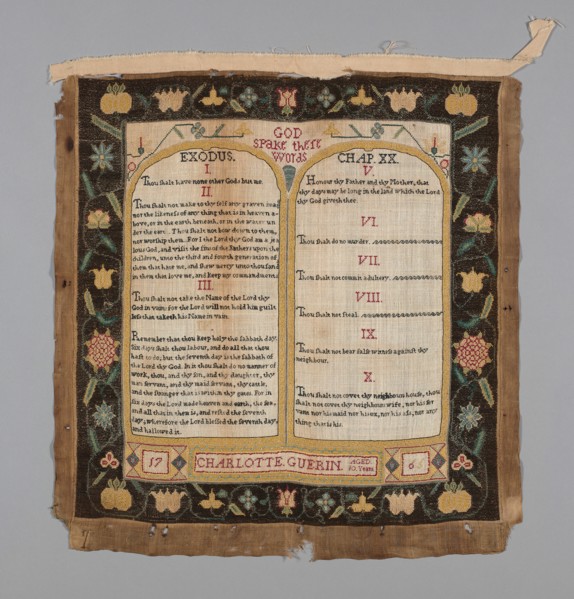 Sampler, Canada, 1765/66. Creator: Charlotte Guerin.