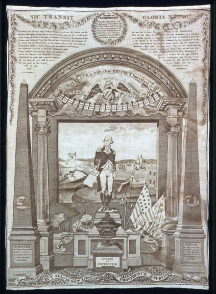 George Washington at the Altar of Liberty (Handkerchief), Glasgow, 1819. Creator: Charles Gray.