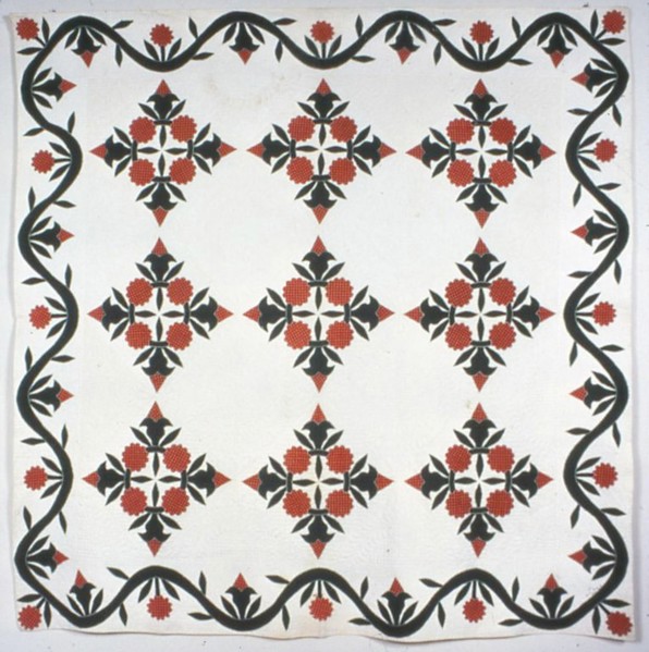 Bedcover (A Wreath of Roses Quilt), Illinois, 1850.  Creator: Sarah Slane.