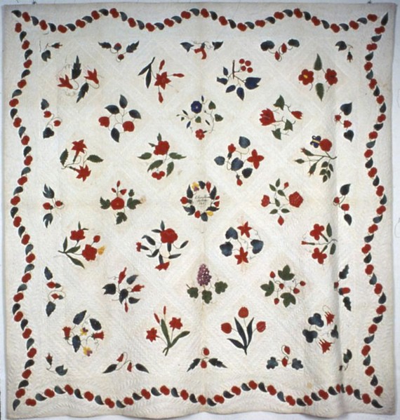 Bedcover (Flowers and Fruit Bedcover), United States, 1847. Creator: Unknown.