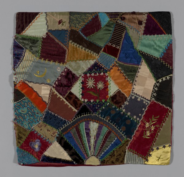 Fragment from Bedcover (Crazy Quilt Block), United States, c. 1884. Creator: Unknown.