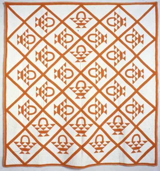 Bedcover (Cherry Baskets), United States, c. 1862. Creator: Unknown.