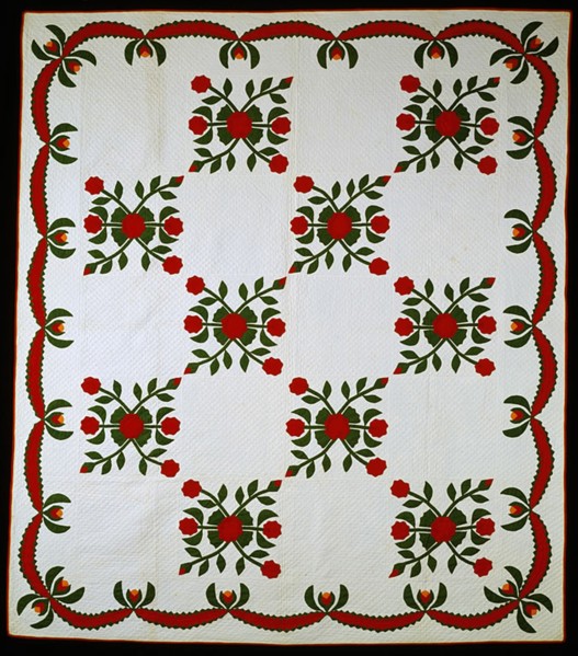 Bedcover (Peony Quilt), United States, c. 1840. Creator: Unknown.