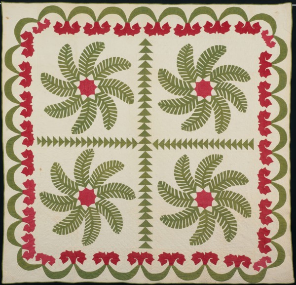 Bedcover (Princess Feather or Ostrich Plume Quilt), United States, c. 1850. Creator: Unknown.