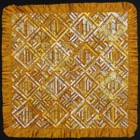 Bedcover (Cigar Ribbon Quilt), United States, 1880s. Creator: Unknown.
