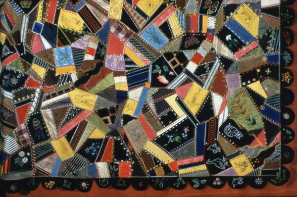 Bedcover (Crazy Quilt), Massachusetts, 1887/88. Creator: Unknown.