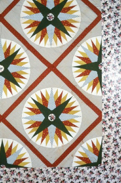 Bedcover (Unfinished Mariner's Compass Quilt), Pennsylvania, 1845/55. Creator: Unknown.