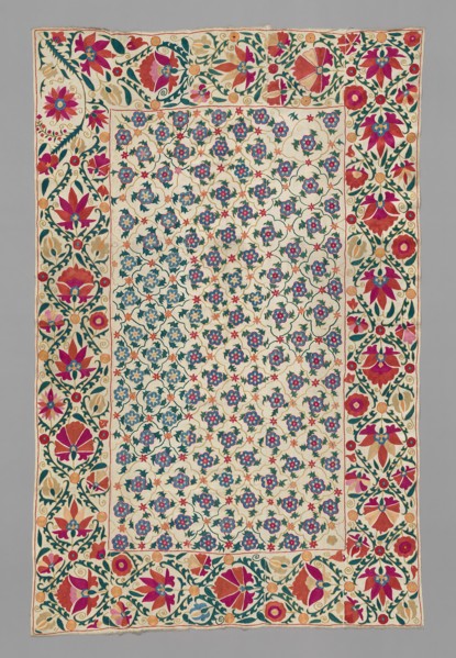Suzani (large embroidered hanging or cover), Uzbekistan, 19th century. Creator: Unknown.