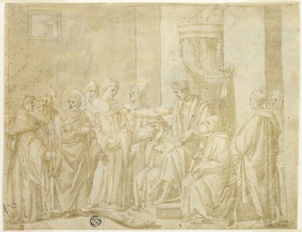 Saints Peter and Paul Disputing with Simon Magus before Nero (recto); Five Scenes from the Story..., Creator: Andrea Boscoli.