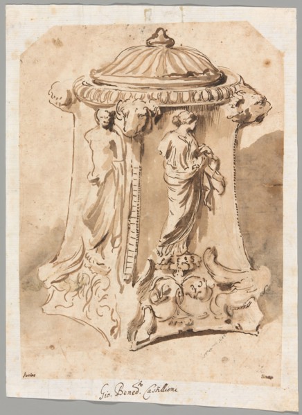 Antique Carved Marble Candelabra Base, 1642/44 or 1647/51. Creator: Andrea di Lione.