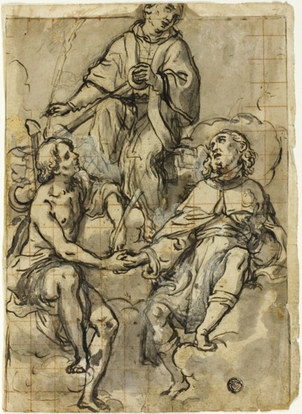 Saint Clement Flanked by Saints Sebastian and Roch, n.d. Creator: Andrea Lilio.