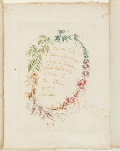 Title Page, from New Suite of Notebooks of Ideal Flowers for Use by Draftsmen and Painters, c. 1795. Creator: Anne Allen.