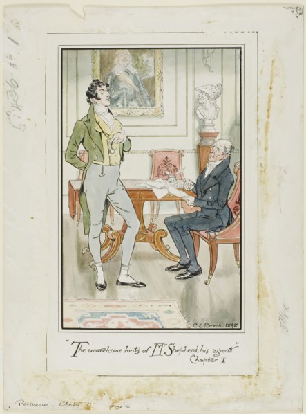 The unwelcome hints of Mr. Shepherd, his Agent,' Chapter I frontispiece for Jane Austen's..., 1898. Creator: Charles Edmund Brock.