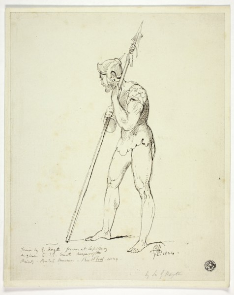 Standing Man in Armour Holding Lance, n.d. Creator: George Hayter.