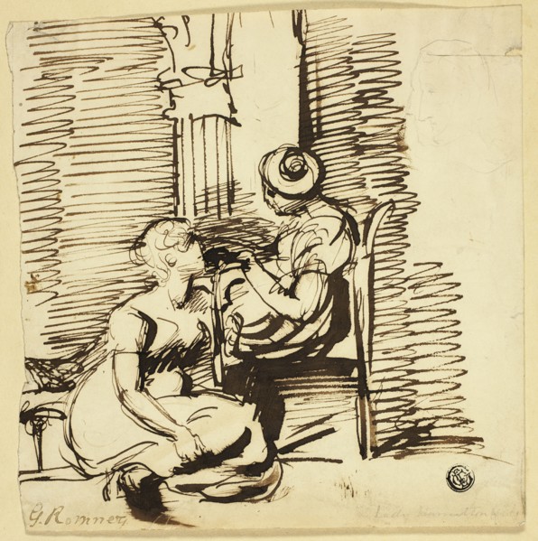 Two Women in Interior, n.d. Creator: George Romney.