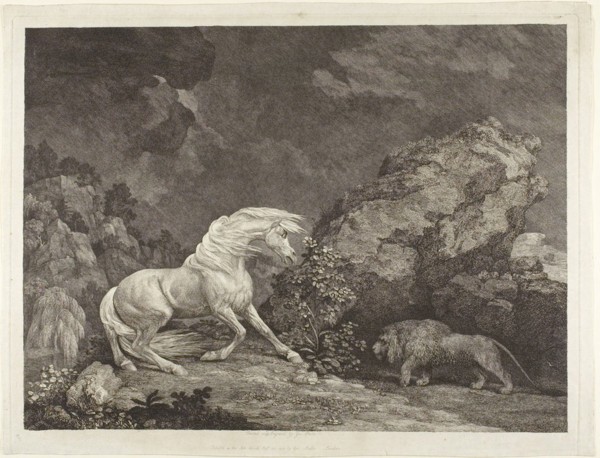 A Horse Frightened by a Lion, 1777. Creator: George Stubbs.